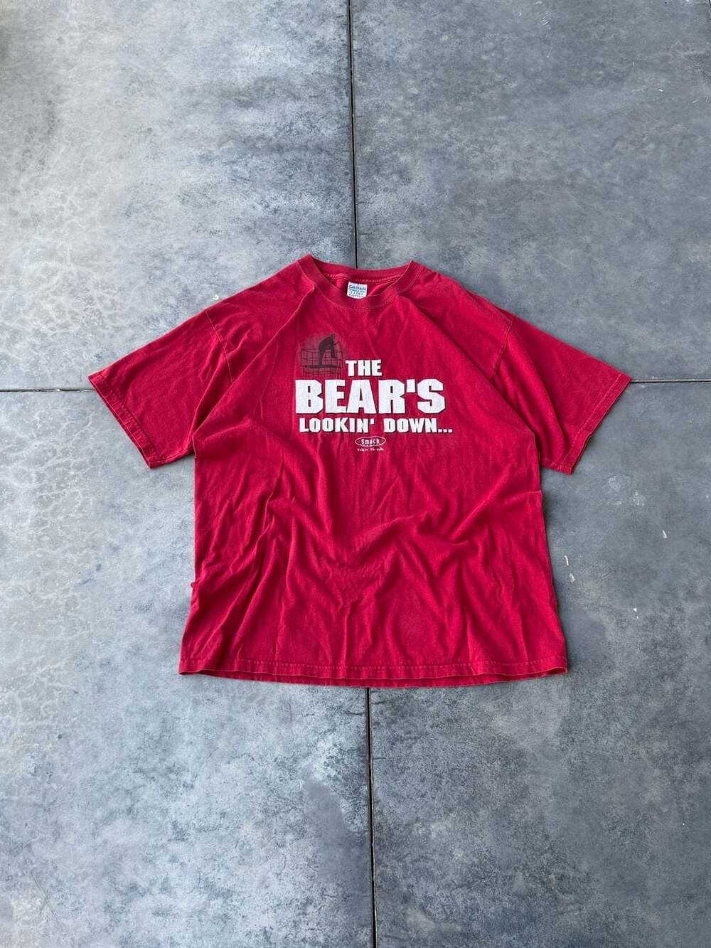Gildan The Bears Lookin Down T-Shirt Size XL Red Graphic Tee